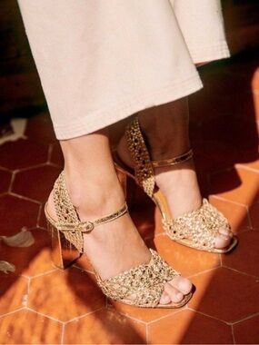 Sezane  High Alix Sandals in Gold